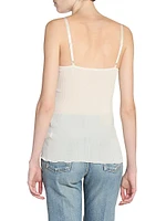 Laced Tank Top in Ribbed Silk Jersey