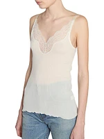 Laced Tank Top in Ribbed Silk Jersey