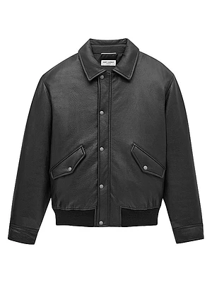 Bomber Jacket in Grained Lambskin