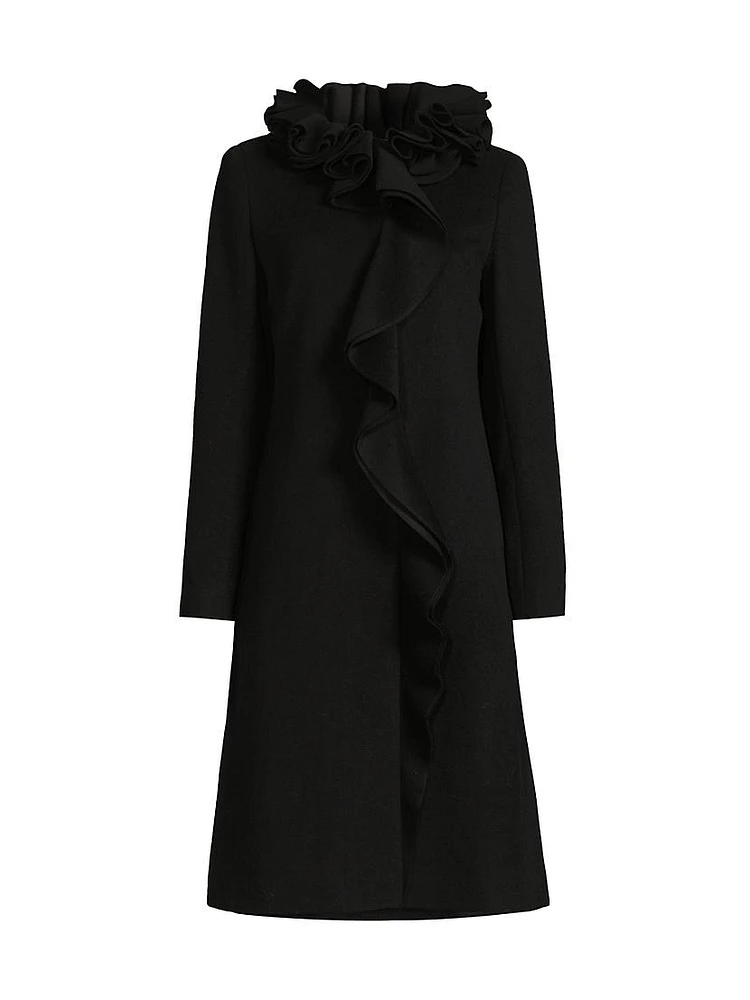 Sheila Ruffle-Collar Wool-Blend Coat