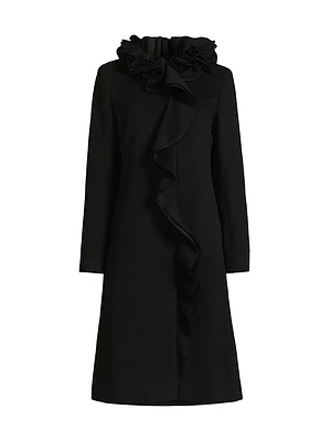 Sheila Ruffle-Collar Wool-Blend Coat