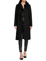 Sheila Ruffle-Collar Wool-Blend Coat