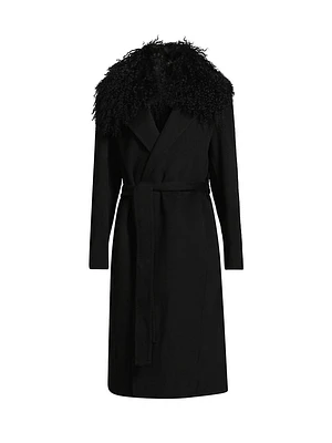 Shirley Shearling Collar Wool Coat