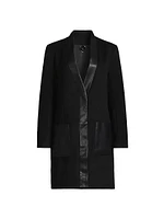 Brigitta Wool Faux Leather-Trim Coat