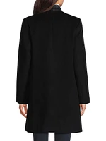 Brigitta Wool Faux Leather-Trim Coat