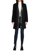 Brigitta Wool Faux Leather-Trim Coat