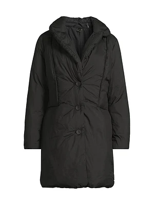 Meg Quilted Button-Front Coat