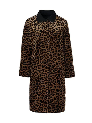 Leopard Reversible Button-Front Coat