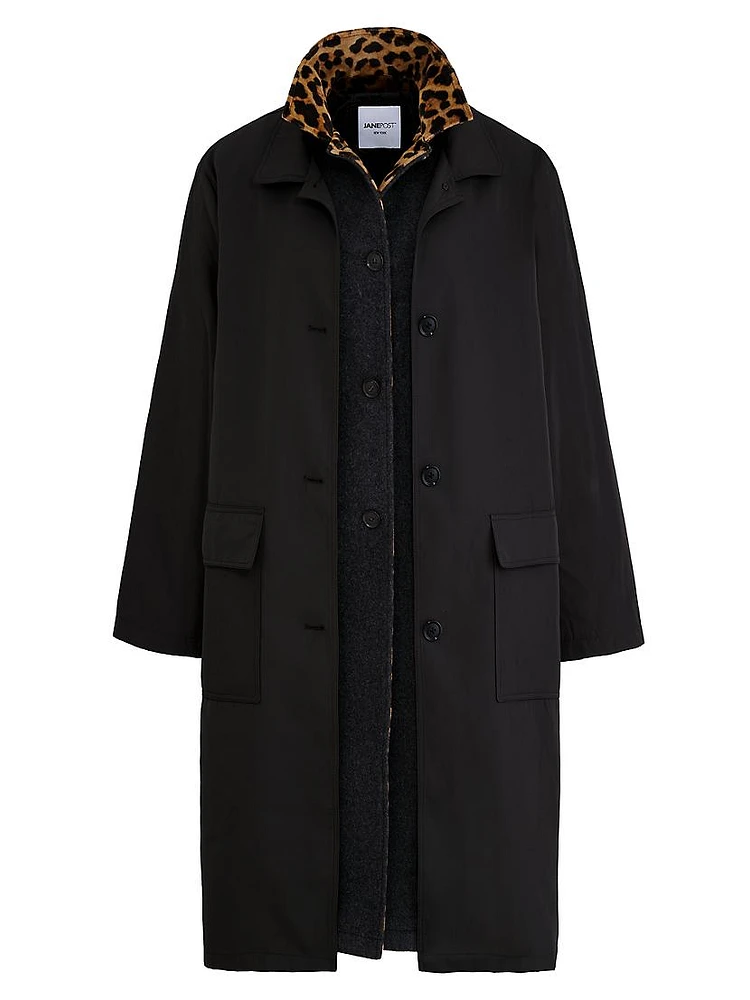 Leopard Double-Layer Wool Coat