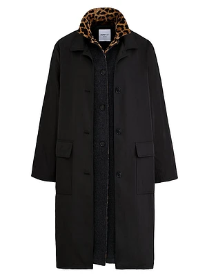Leopard Double-Layer Wool Coat