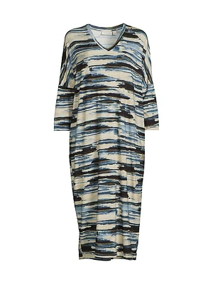 Nyrini Printed V-Neck Midi-Dress