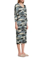 Nyrini Printed V-Neck Midi-Dress