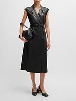 Faux-Leather Dress with Double-Breasted Front