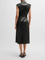 Faux-Leather Dress with Double-Breasted Front