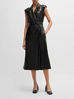 Faux-Leather Dress with Double-Breasted Front