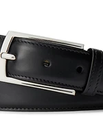 Logo Leather Prong Buckle Belt