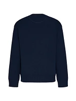 Crewneck Wool Sweater with Embroidery