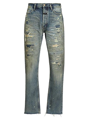 Repaired Straight-Leg Jeans
