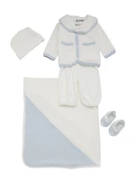 Baby Boy's 5-Piece Sailor Jacket, Romper, Beanie, Booties & Blanket Set