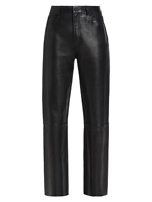 Shannon Leather Straight-Leg Pants