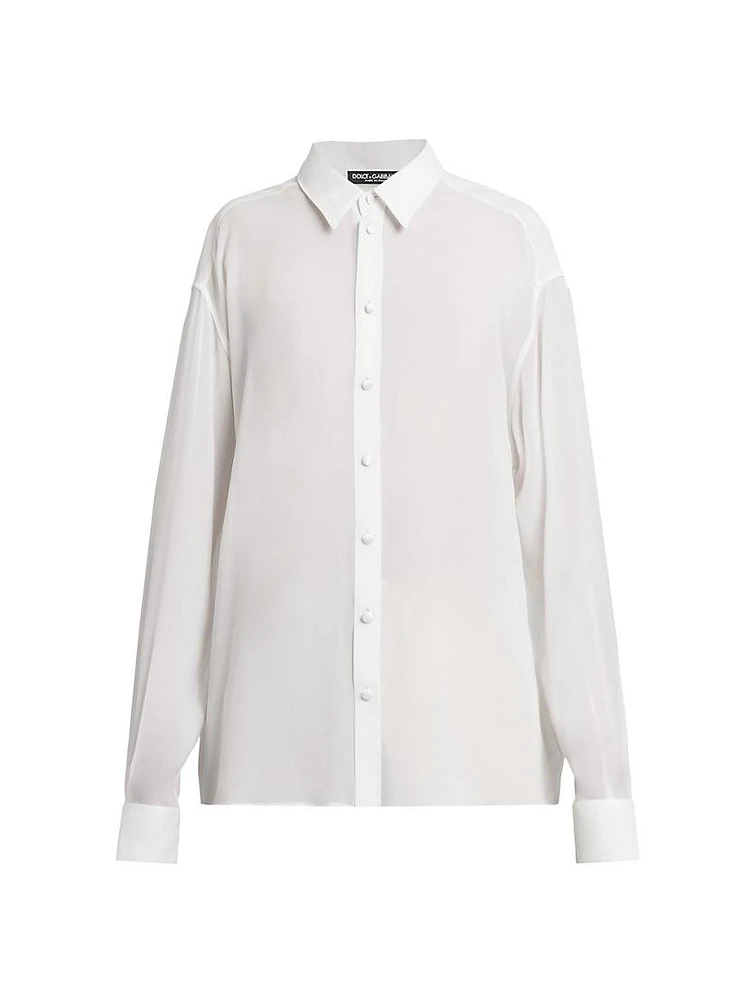 Silk Georgette Button-Front Shirt