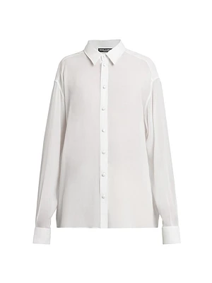 Silk Georgette Button-Front Shirt