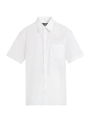 Poplin Button-Front Short-Sleeve Shirt