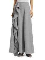 Mireya Ruffled Wool Maxi Skirt