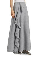 Mireya Ruffled Wool Maxi Skirt