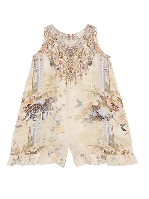 Little Girl's & Printed Ruffle-Trim Romper