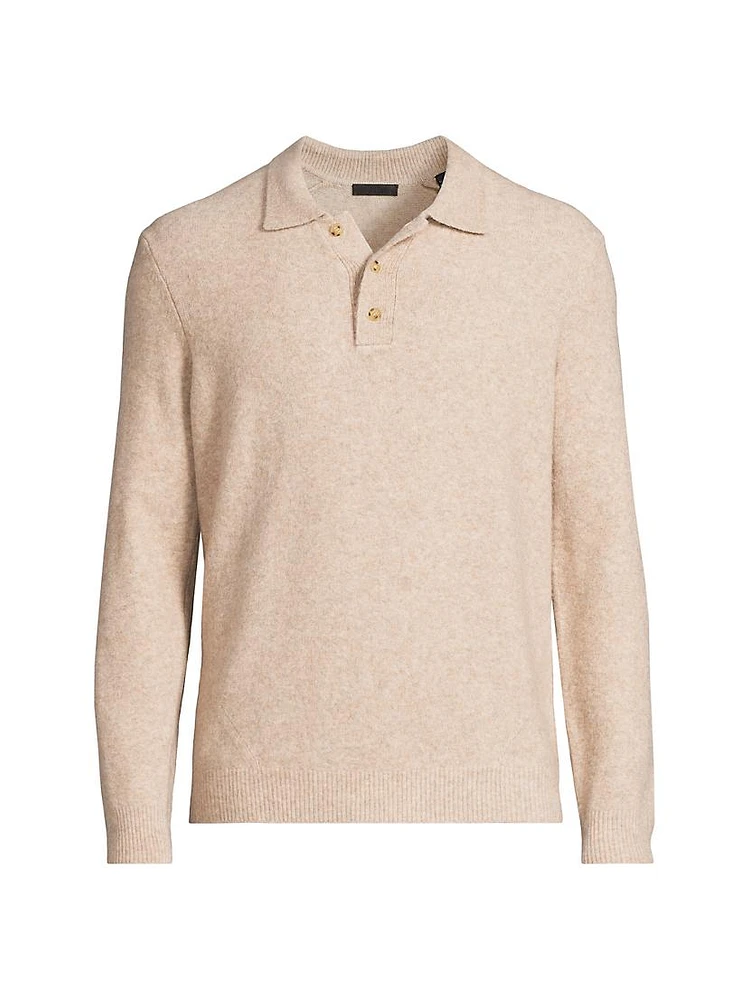 Long-Sleeve Knit Polo Top