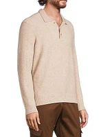 Long-Sleeve Knit Polo Top