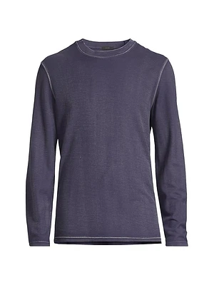 Washed Piqué Long-Sleeve Crewneck T-Shirt