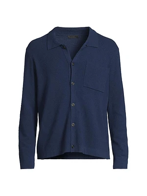 Sw-Merino Wool Cotton Cashmere Blend Cardigan Jacket-Midnight