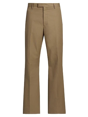 Cotton Canvas Straight-Leg Trousers