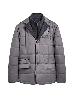 Quilted Stand-Collar Blazer