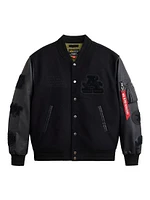 MA-1 Leather Sleeve Varsity Jacket