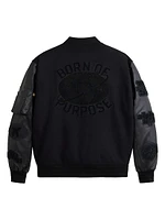 MA-1 Leather Sleeve Varsity Jacket
