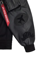 MA-1 Leather Sleeve Varsity Jacket