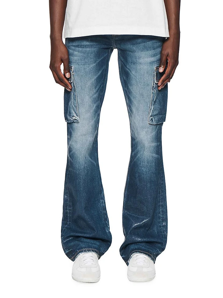 Flared Stretch Cargo Jeans