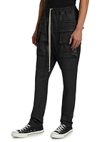 Coated Denim Drawstring Cargo Jeans