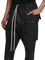 Coated Denim Drawstring Cargo Jeans