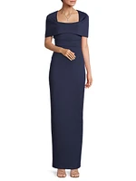 Eve Bernice Cape-Sleeve Gown