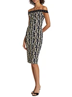 Inger Status Print Off-the-Shoulder Cocktail Dress