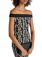 Inger Status Print Off-the-Shoulder Cocktail Dress