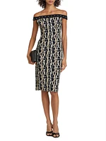 Inger Status Print Off-the-Shoulder Cocktail Dress