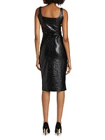 Crocodile-Embossed Faux Leather Minidress