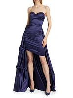 Docces Satin Strapless High-Low Gown