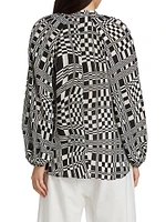 Elia Check Long-Sleeve Blouse