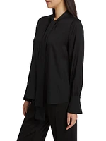 Leni Stretch Silk Tieneck Blouse